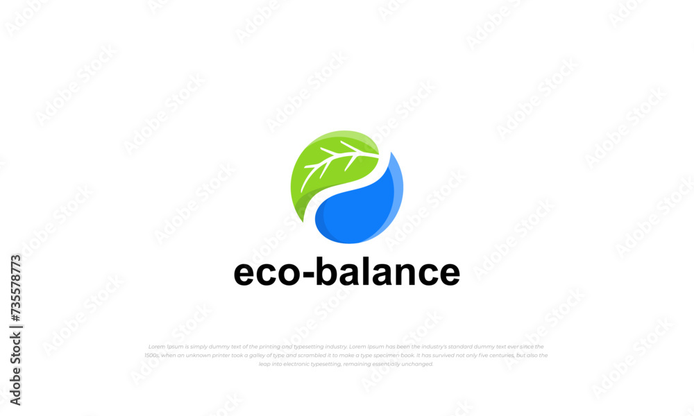 pictogram logo combination of leaf, water, and yin-yang pictogram logo combination of leaf, water, and yin-yang