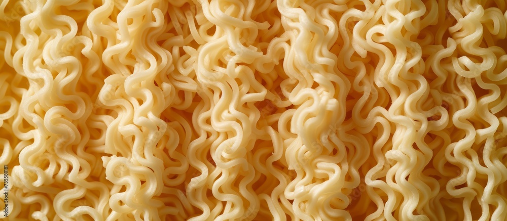 Close up of delicious and savory noodles on a white plate, ready to eat Close up of delicious and savory noodles on a white plate, ready to eat