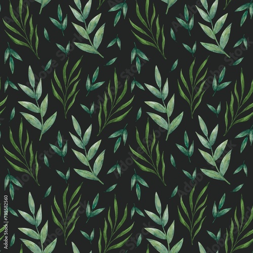 Watercolor seamless pattern green leaves   seamless pattern with leaves