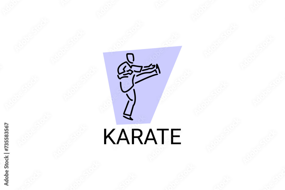 Karate sport vector line icon. sportman, fighting stance. sport pictogram illustration.