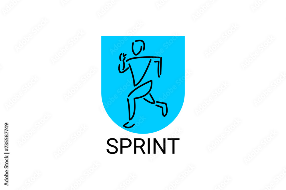 Sprint sport vector line icon. Sprinter running in athletic track. sport pictogram, vector illustration. Sprint sport vector line icon. Sprinter running in athletic track. sport pictogram, vector illustration.