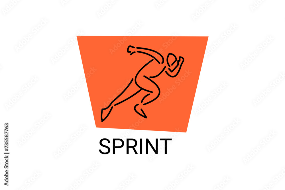 Sprint sport vector line icon. Sprinter running in athletic track. sport pictogram, vector illustration.