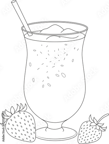 Strawberry daiquiri coloring page. Food and drink colouring book