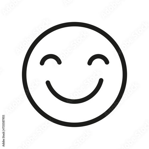 A line drawing of a smiling face with its eyes closed