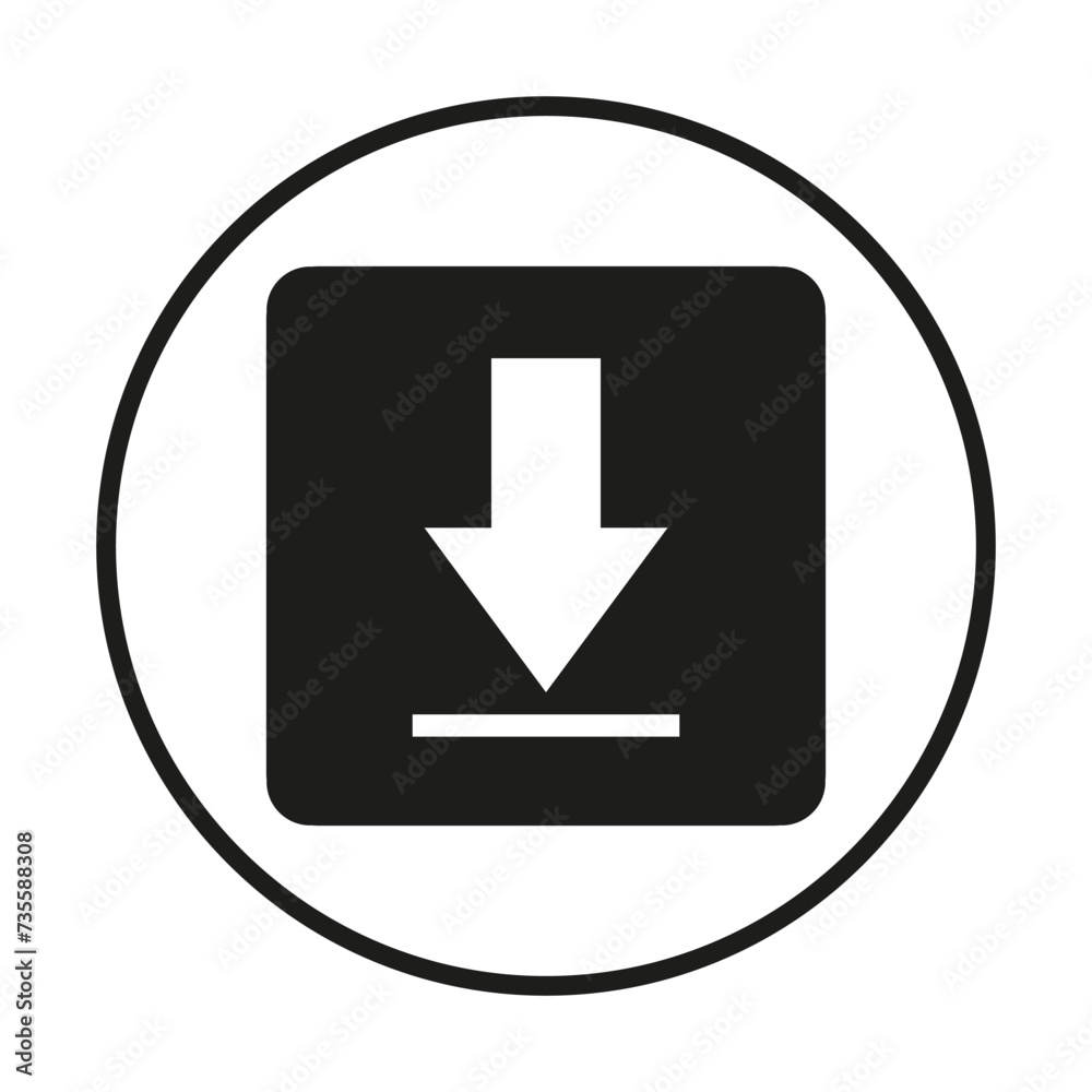 A rectangle with an arrow pointing down, a graphic symbol similar to a logo A rectangle with an arrow pointing down, a graphic symbol similar to a logo