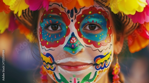 Joyful Festival Celebration with Colorful Face Paint AI Generated.