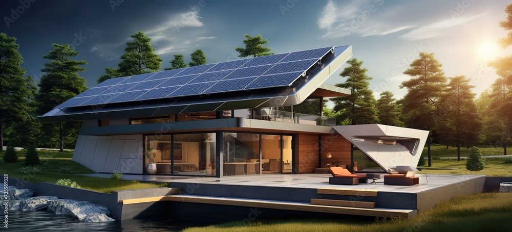 Eco-friendly house design ideas on the roof with solar panels ...