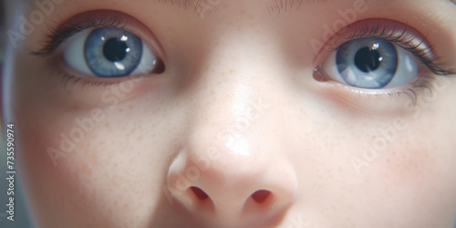 close up of a woman with blue eyes, generative AI