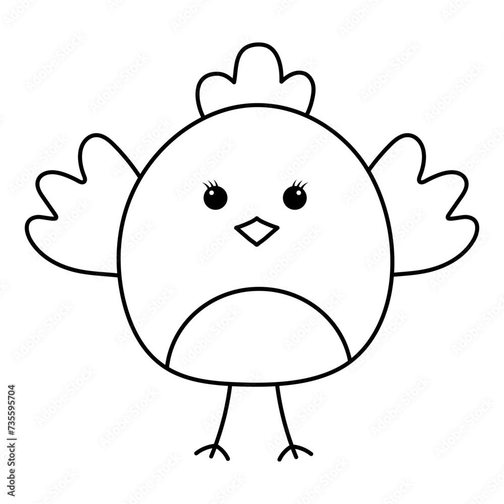 Cute Easter chick. Doodle chubby chicken. Vector linear illustration. Cute Easter chick. Doodle chubby chicken. Vector linear illustration.