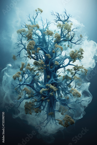 tree-like lungs in fumes and smoke