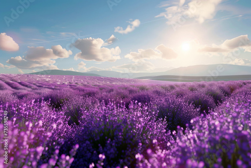 a close up of a lavender flowers in a field. generative ai