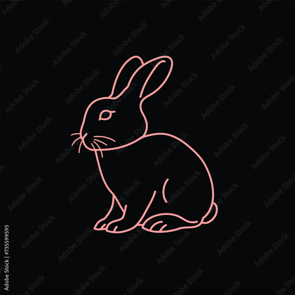 Obraz premium Vector line art rabbit