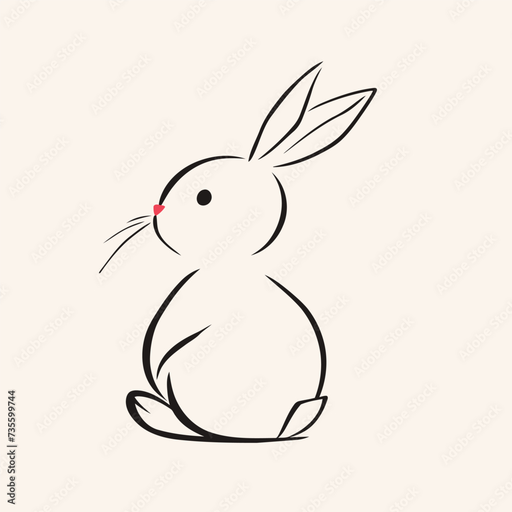 Fototapeta premium Vector line art rabbit