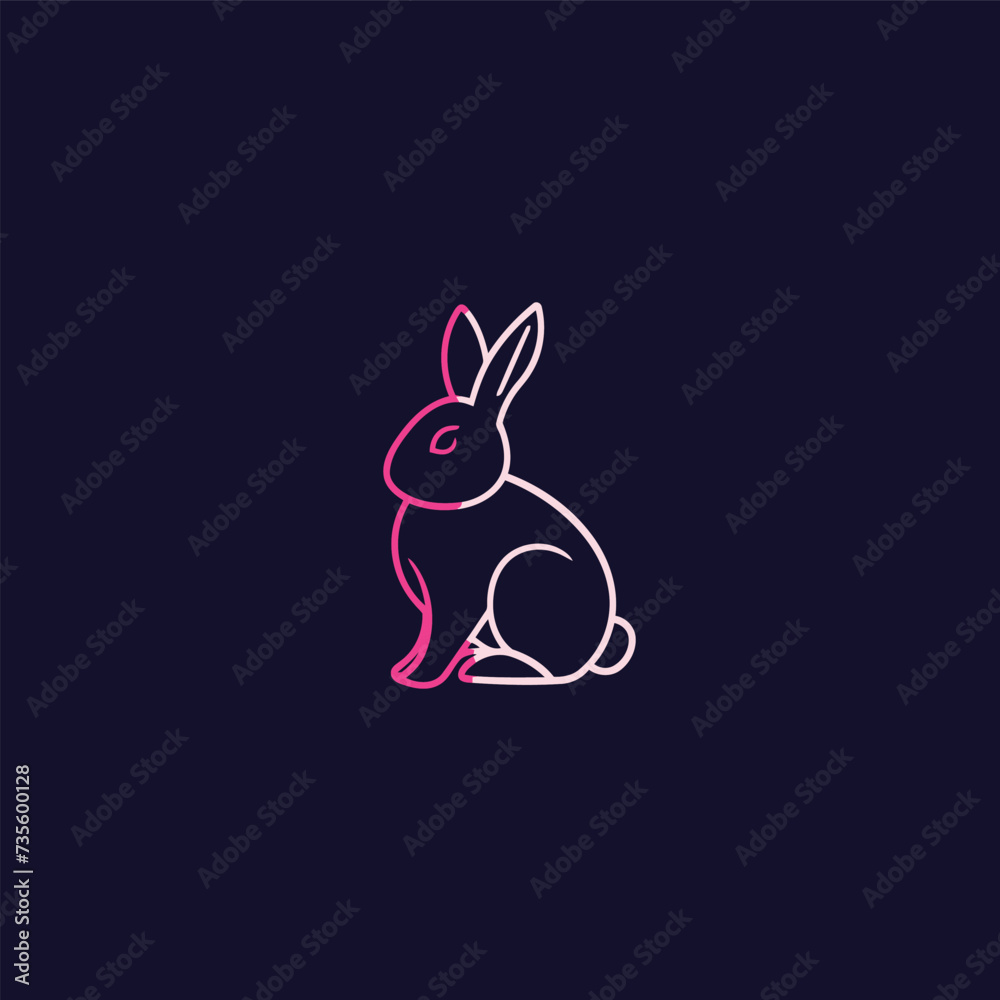 Fototapeta premium Vector line art rabbit