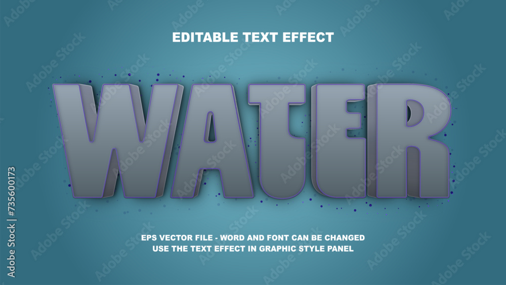 Editable Text Effect Water 3D Vector Template