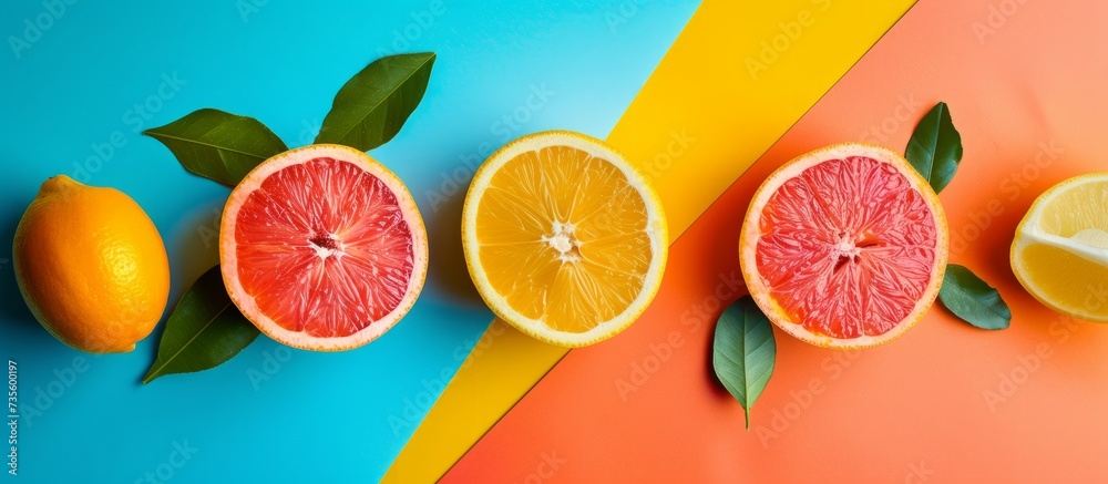 Vibrant and Colorful Citrus Fruits Group on Bright and Cheerful Background Vibrant and Colorful Citrus Fruits Group on Bright and Cheerful Background