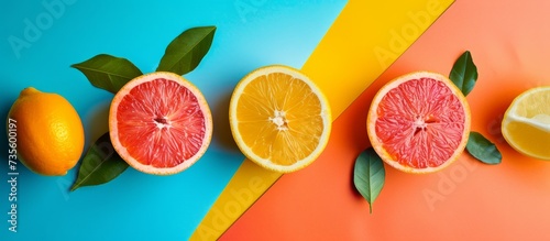 Vibrant and Colorful Citrus Fruits Group on Bright and Cheerful Background