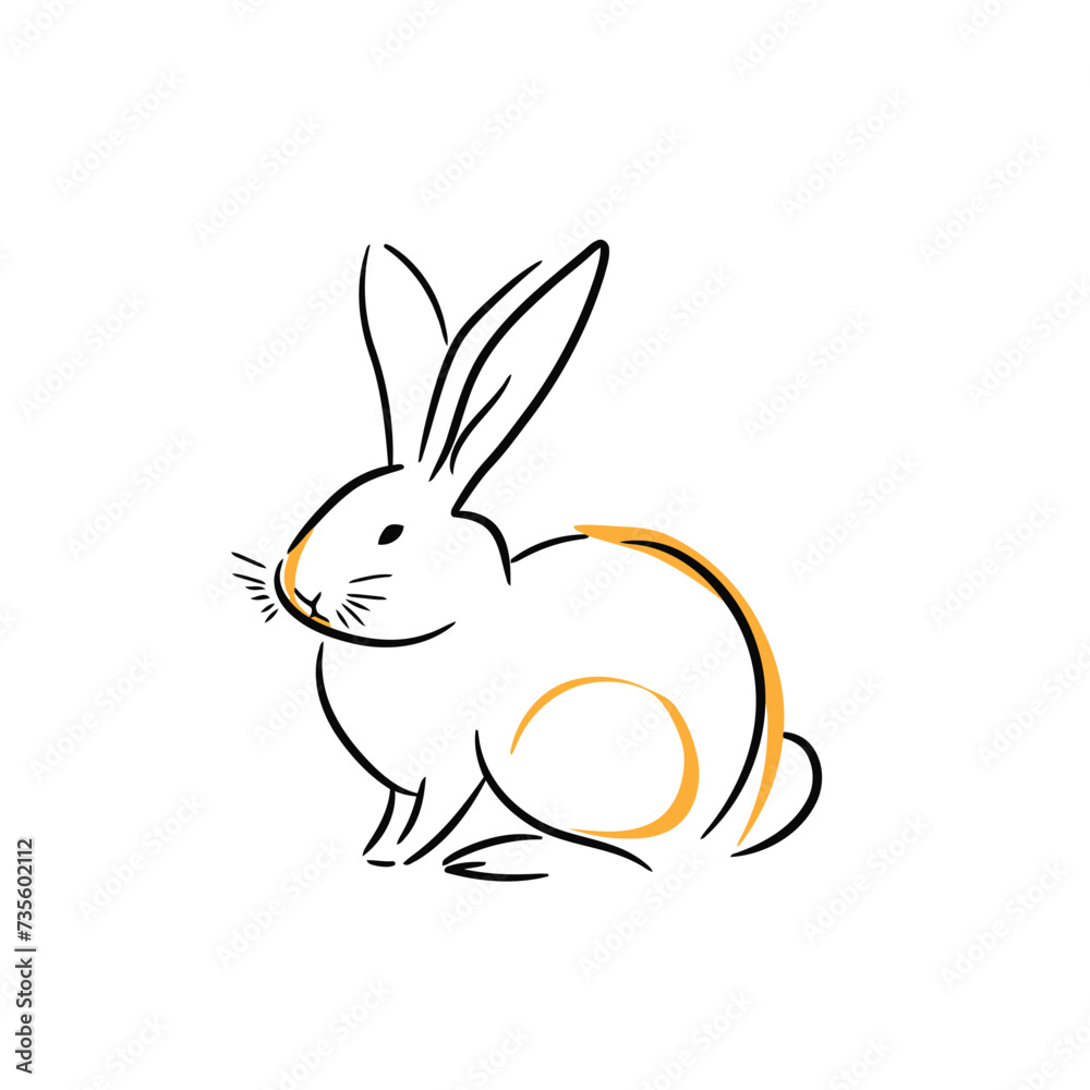 Obraz premium Vector silhouette rabbit symbol logo