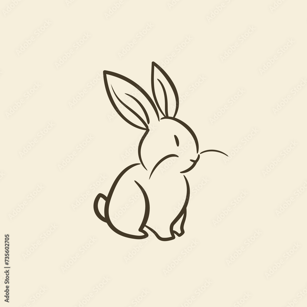 Obraz premium Vector silhouette rabbit symbol logo