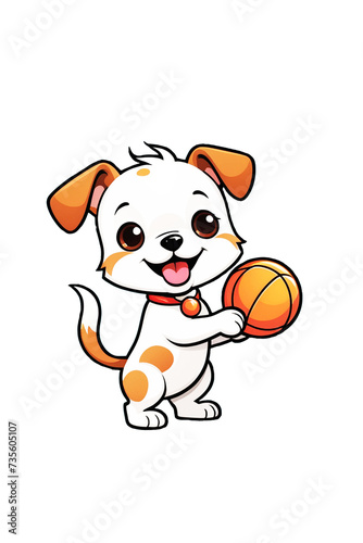 Cute dog playing ball illustration