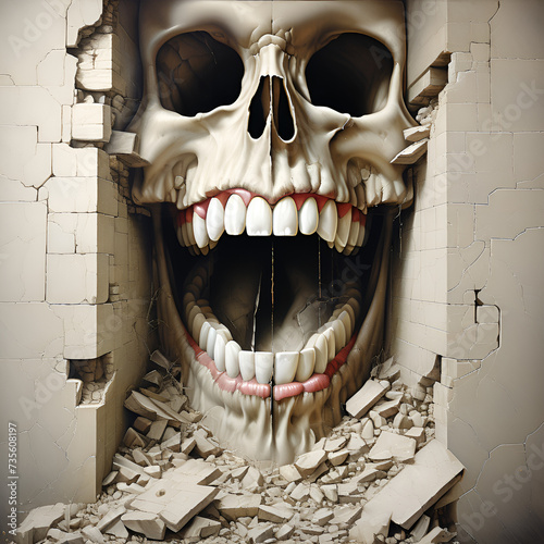 skull in the wall Generative AI
