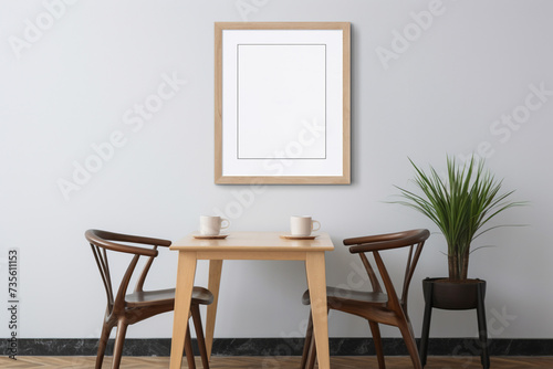 White frame mockup on wall background  Frame mock up design on blank space