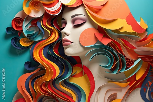  Fashion Portrait of Woman with Colorful Abstract Hairstyle and Sunglasses