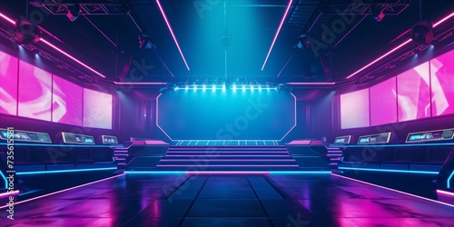 Futuristic esport background for gaming live streaming. Esport game tournament competition neon banner photo