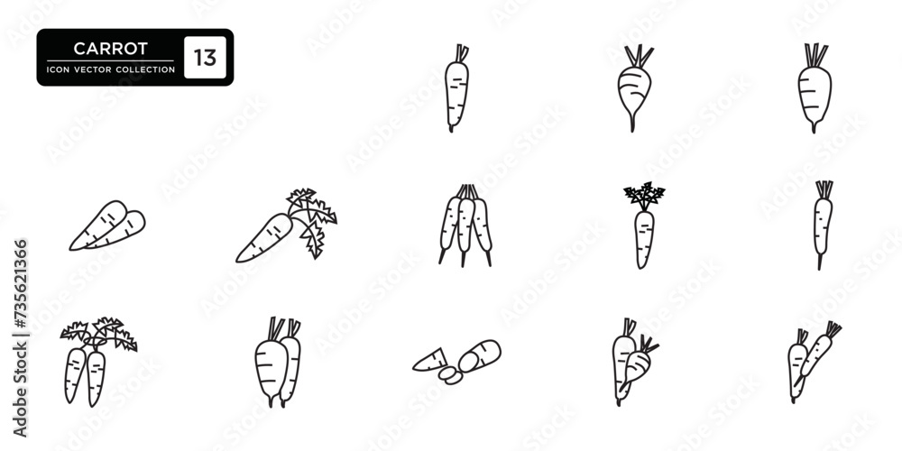 Carrot icon collection, vector icon templates editable and resizable.