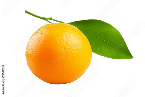 orange fruit with leaf clear look isolated on white background or transparent png background