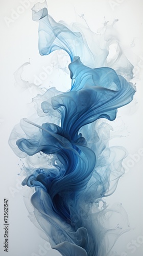 Blue liquid flowing in the air. Generative AI.