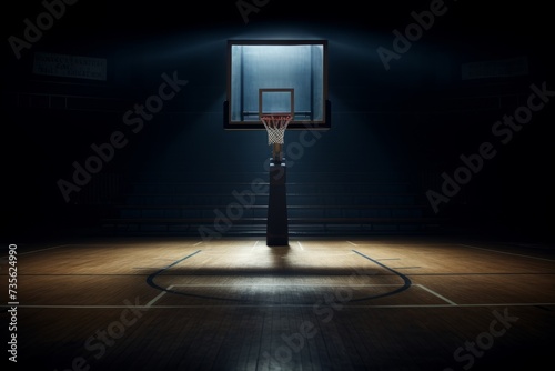 Basketball Court With a Basketball Hoop in the Middle © Professional Art