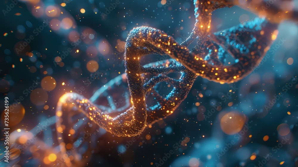 Exploring DNA's Depths: Visualizing Molecular Models for Genetic Health Insights - obrazy, fototapety, plakaty 