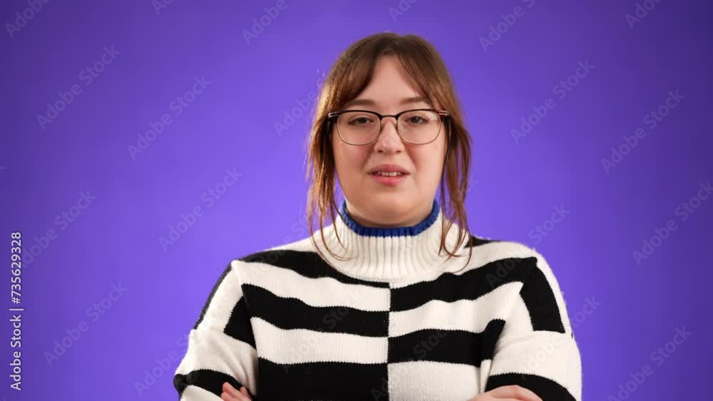 Portrait of boring applause cheering clapping hands for dull uninspiring performance from woman 20s isolated on purple background with copy space in studio Portrait of boring applause cheering clapping hands for dull uninspiring performance from woman 20s isolated on purple background with copy space in studio