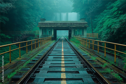 Railway station in the forest photo