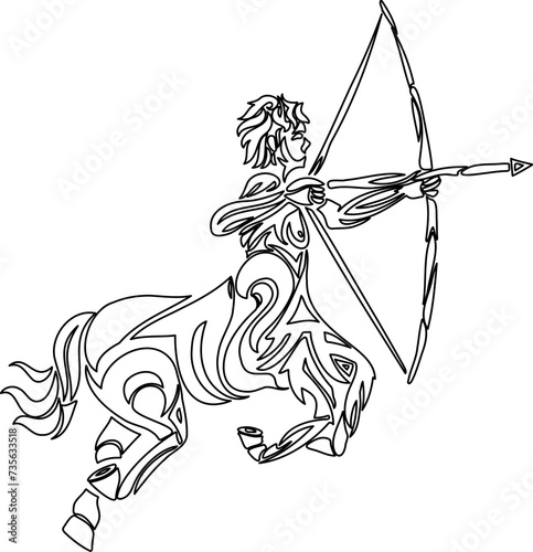 射手座の星座線画イラスト