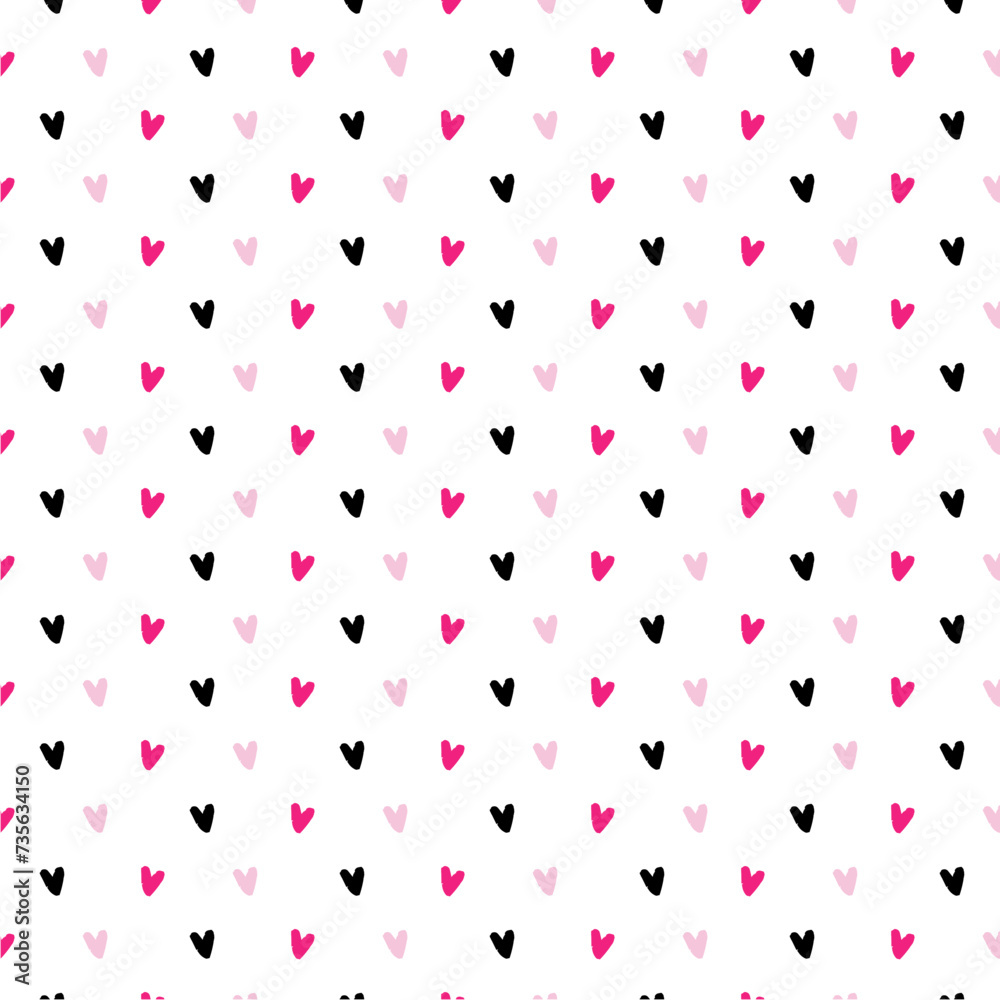 Pink and Black Heart Background Seamless Pattern | Adobe Stock