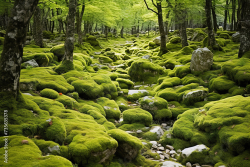 moss covered rocks.