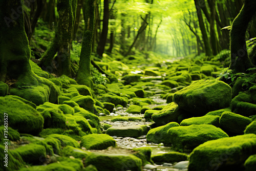 moss covered rocks.