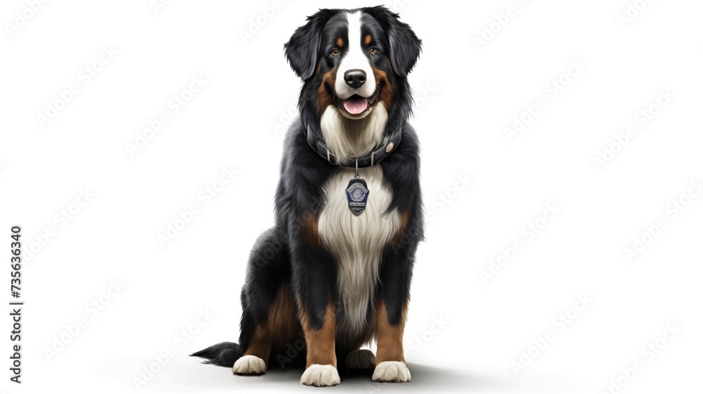 dog, Bernese Mountain in police uniform