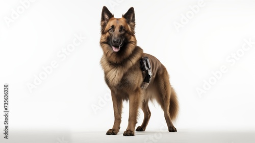 dog  Belgian Tervuren in police uniform