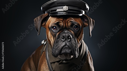 dog, Boxer in police uniform