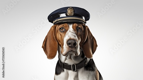 dog, English Foxhound in police uniform photo