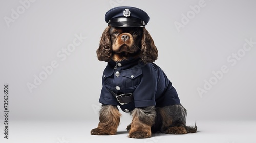 dog, English Toy Spaniel Dog in police uniform