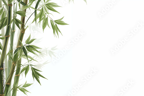 Painting of auspicious bamboo trees on a white background. © Gun