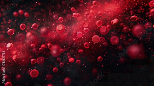 Microscopic Elegance: Vibrant Red Blood Cells Drifting in Darknes