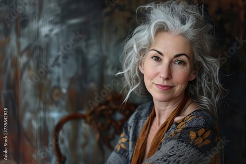 Portrait of a beautiful senior woman with grey hair Showcasing the beauty and joy of aging gracefully With a focus on healthy lifestyle and happiness