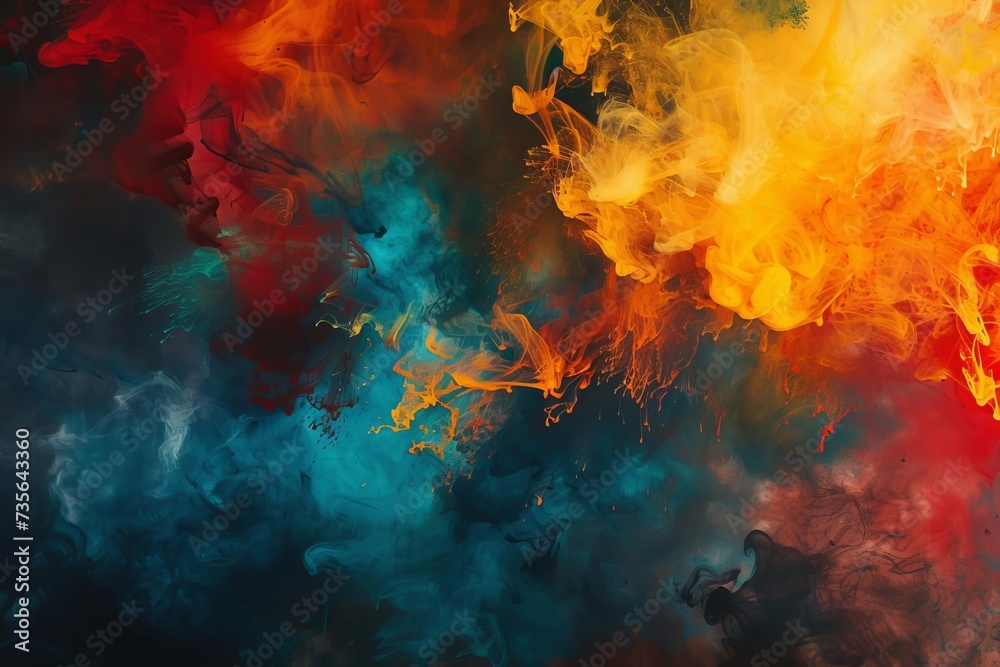 Splash of color Whether from paint Water Or smoke Against a dark background Creating an abstract and vibrant pattern perfect for artistic and creative projects