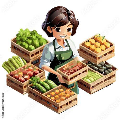 八百屋さんの店員-女性