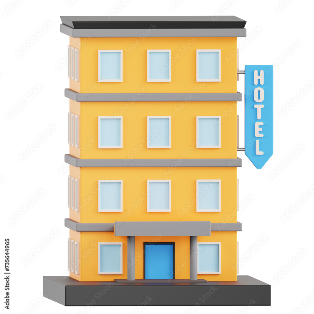 Naklejka premium Hotel 3D Illustration